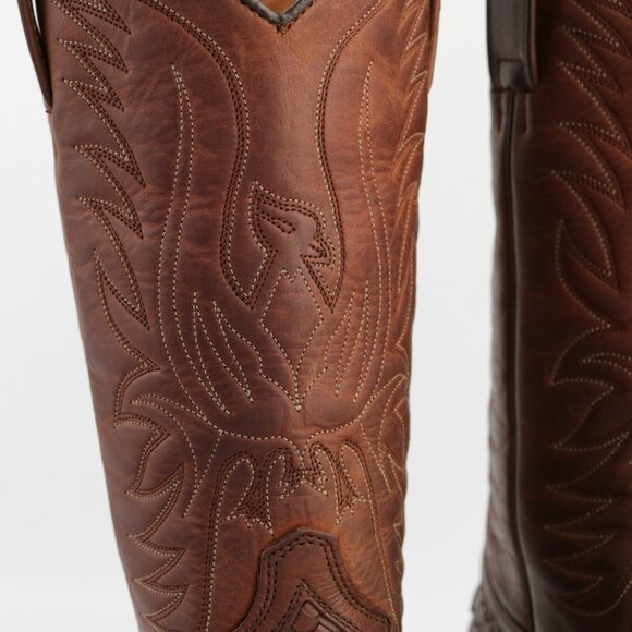 Sendra Mens Cowboy Boots Size 7 Brown Leather Embroidered Woven Snip Toe Western - Picture 4 of 16